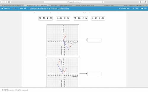 Match the algebraic addition of each pair of complex numbers to its sum represented graphically. (-
