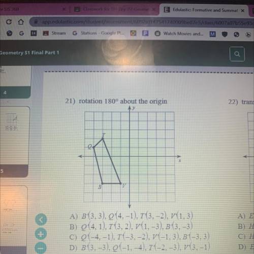 What is the answer for a rotation 180° about the origin