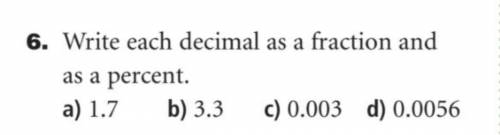 Write each decimal as a fraction as a percent