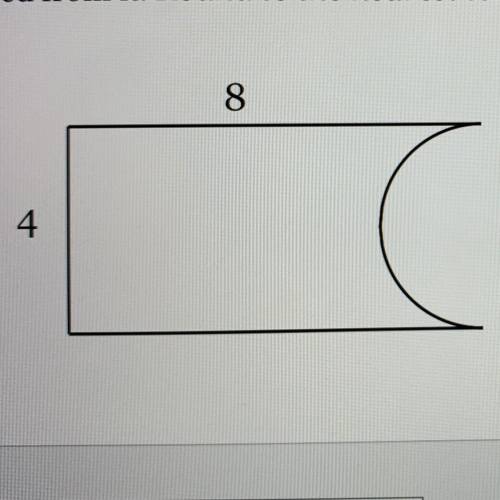 Find the Area of the figure below, composed of a rectangle with a semicircle

removed from it. Rou