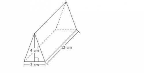 Look at the triangular prism below. Each triangular face of the prism has a base of 3 centimeters (
