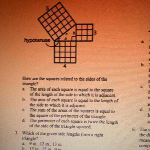 5

3
hypotenuse
a.
TE
fo
nc
ed
b. TI
le
be
nu
c. TI
fo
ng
How are the squares related to the sides