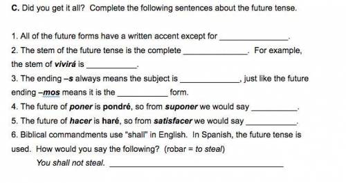 Can someone help with this= complete the following sentences about future tense