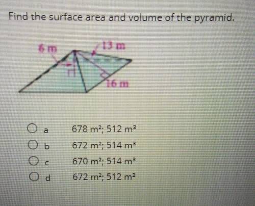 Find the surface area and volume of the pyramid. ​