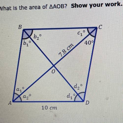 Please help!
12. What is the area of AOB? Show your work.