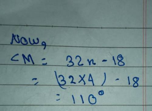 Two angle measures in parallelogram M N R Q are shown.
What is the m
What is the m