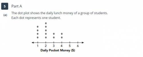 The dot plot shows the daily lunch money of a group of students.

 ​Each dot represents one studen