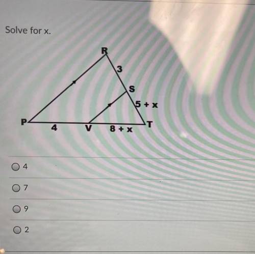 Solve for x.
3
s
5 + x
T
8 + x