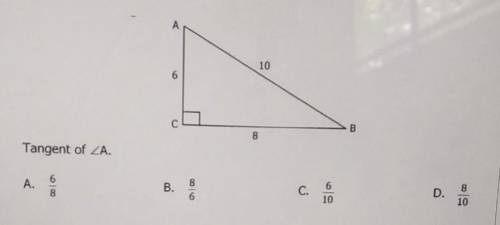 Find the tangent of angle A (giving brainliest and thanks to all!)