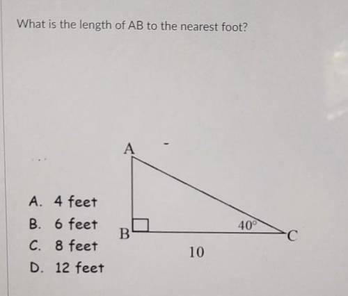 What is the length of AB to the nearest foot? (giving brainliest and thanks to all!)