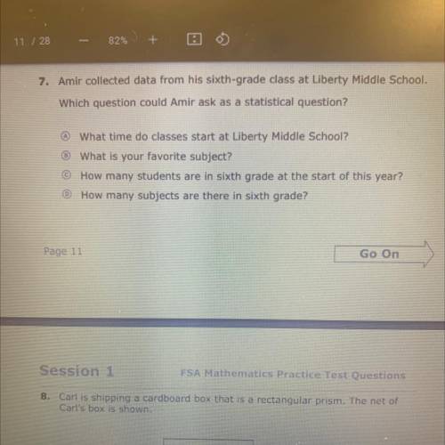 Amir collected data from his sixth-grade class at Liberty Middle School.

Which question could Ami