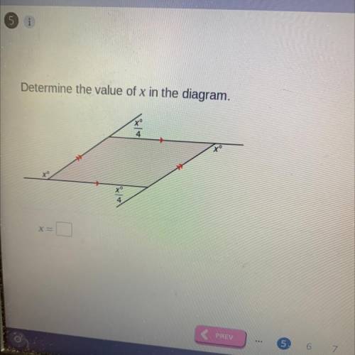 Determine the value of x in the diagram. X/4