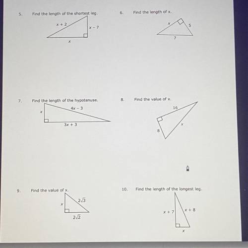 Pythagorean theorem, you don’t have to show work just need the answers asap!