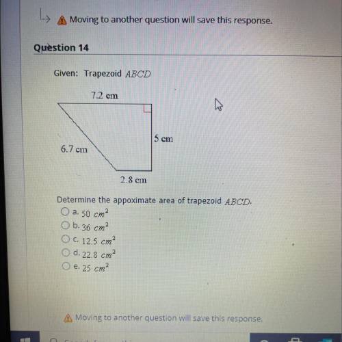 Determine the approximate area of trapezoid