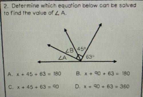 Determine which equation below can be solved
to find the value of L A.