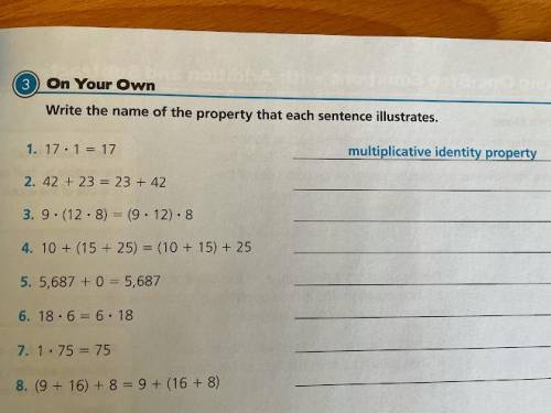 Identify each Math Property belowHelp 6th grade math >o