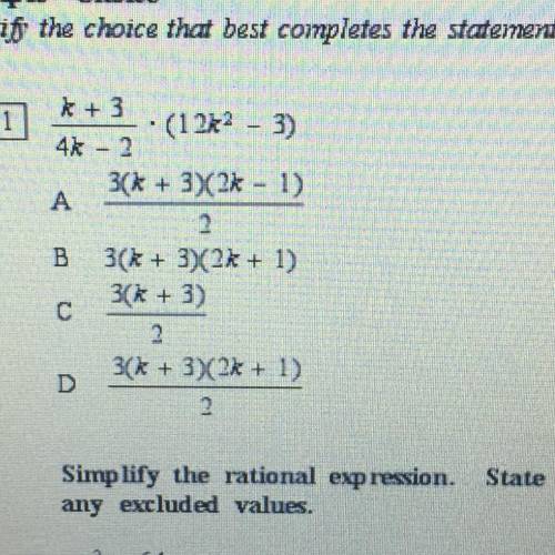 Simplify the rational expression. State any excluded values. PLEASE HELP