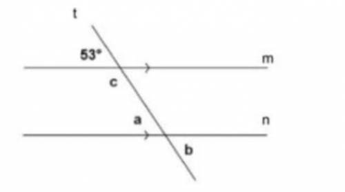 Using the diagram below, where lines m and n are parallel, find the measure of
A.57
B.53
C.127
D.14