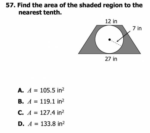 Find the area of the shaded region to the nearest tenth