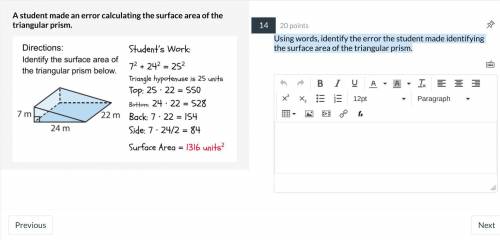 Identify the error made while calculating the surface area