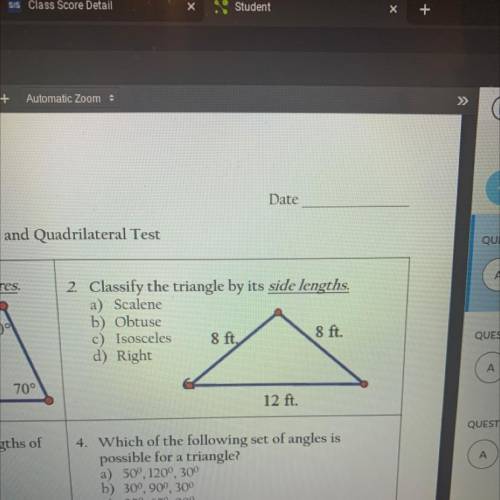 Classify the triangle by its side lengths.