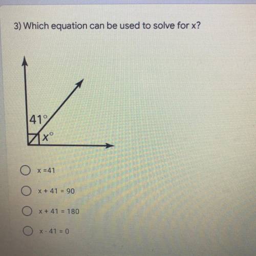 Which equation can be used to solve for x