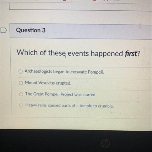 Which of these events happended first?