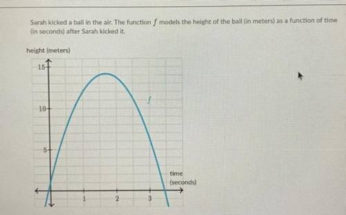 Sarah kicked a ball in the air. The function F models the height of the ball (in meters) as a funct