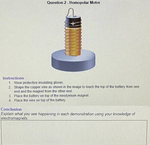 Homopolar motor

Explain what's happening in each demonstration using your knowledge of electromag