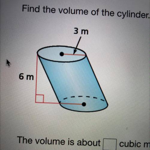 Find the volume of the cylinder. Round your answer to the nearest hundredth of a cubic meter