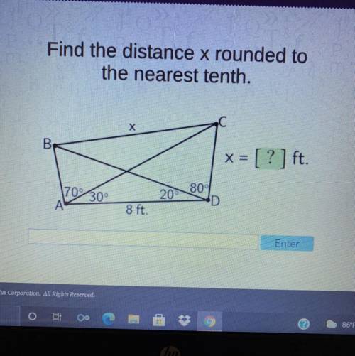 Find the distance x rounded to
the nearest tenth.