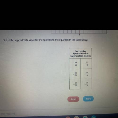 Select the correct location on the table.

Consider the following equations.
Approximate the solut