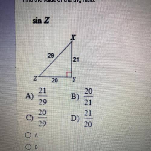Please help!!
find the value of the trig ratio.
