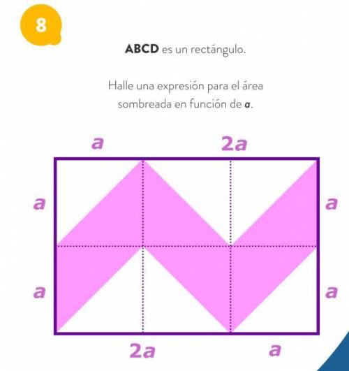Abcd es un rectángulo

halle una expresión para el area sombreada en funcion de a.
con procedimien