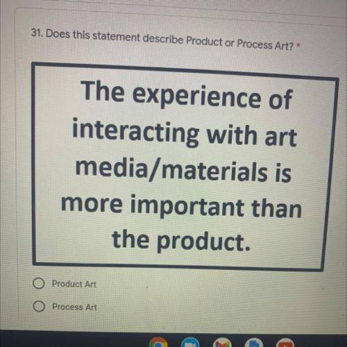 Does this statement describe product or process art