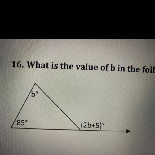 What is the value of B in the following triangle ?
