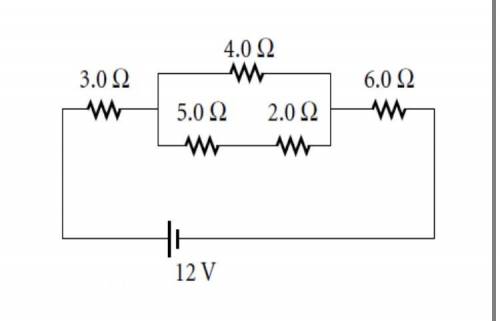 Consider all five resistors connected as shown in the circuit diagram above.

(a)  Calculate the e