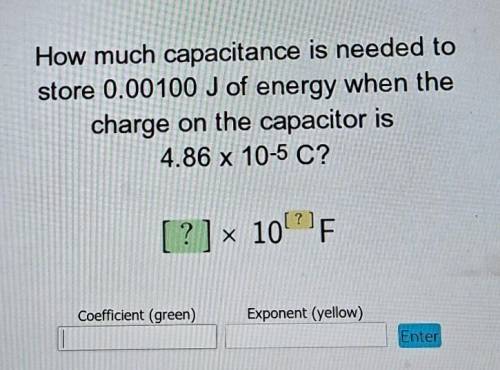 How much capacitance is needed to store 0.00100 J of energy when the charge on the capacitor is 4.8