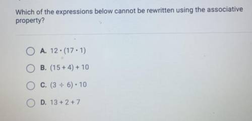 Which of the expressions below cannot be rewritten using the associative property?