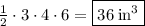 \frac{1}{2}\cdot 3\cdot 4\cdot 6=\boxed{36\:\mathrm{in^3}}