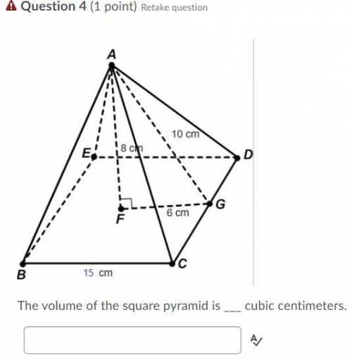 CAN SOMEONE PLEASE HELP ME I REALLY NEED IT, THANK YOU!!!

The volume of the square pyramid is ___