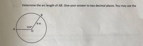 Determine the arc of length AB. Give your answer in TWO DECIMAL PLACES.