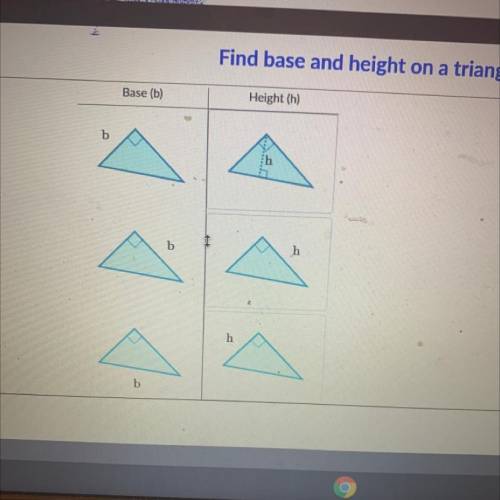 Match the base to the corresponding height.
Base (b)
Height (h)