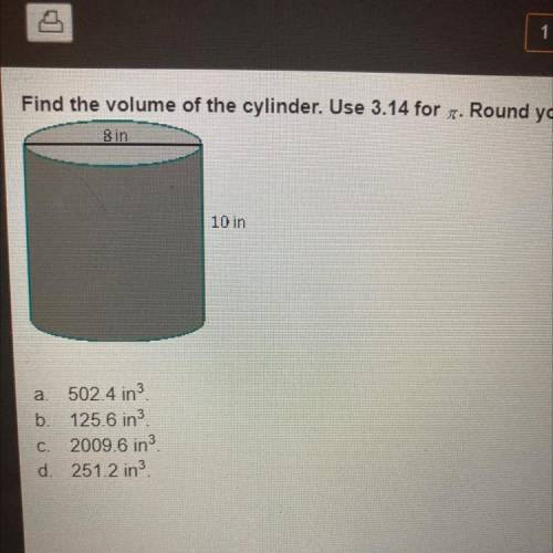 Find the volume of the cylinder. Use 3.14 for n. Round your answer to the nearest tenth.