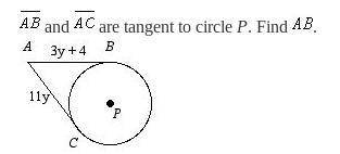 Line AB and AC are tangent to circle p, Find AB