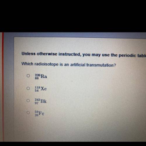 Which radioisotope is an artificial transmutation?