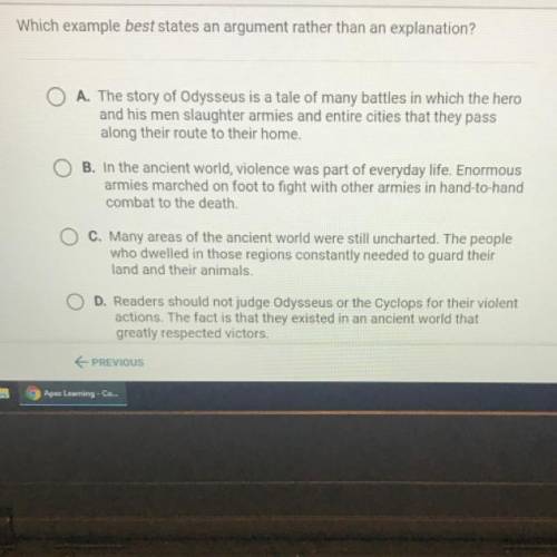 Which example best states an argument rather than an explanation?