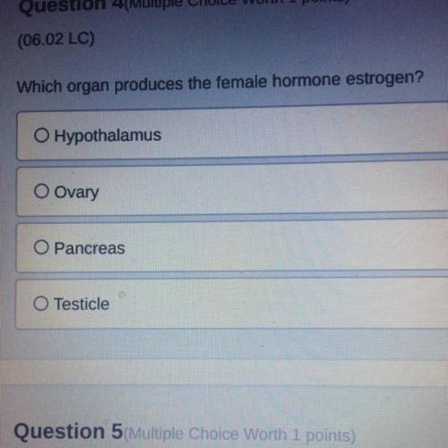 Which organ produces the female hormone estrogen