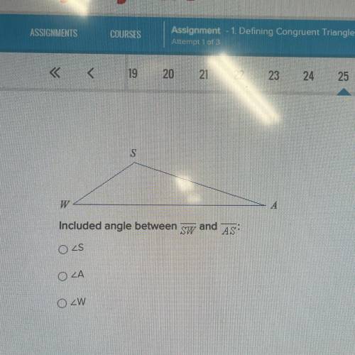 S
W
A
Included angle between
SW
and
AS:
OLS
OLA
OW