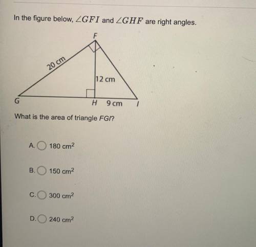 In the figure below￼
What is the area of the triangle FGI